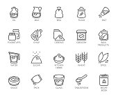 20 line icons on cookery theme. Outline icon isolated on white background. Editable Stroke. 48x48 Pixel Perfect