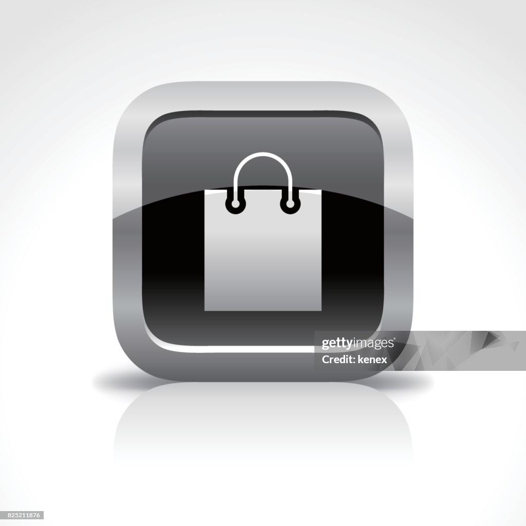 Shopping Mall and Bag Glossy Button Icon