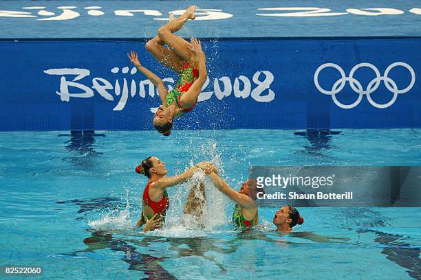 Australia compete in the Team Event Free Routine Synchronised Swimming Final held at the National Aquatics Center on Day 15 of the Beijing 2008...