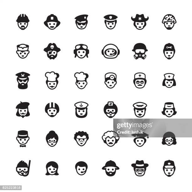 professional occupation - icon set - space suit icon stock illustrations