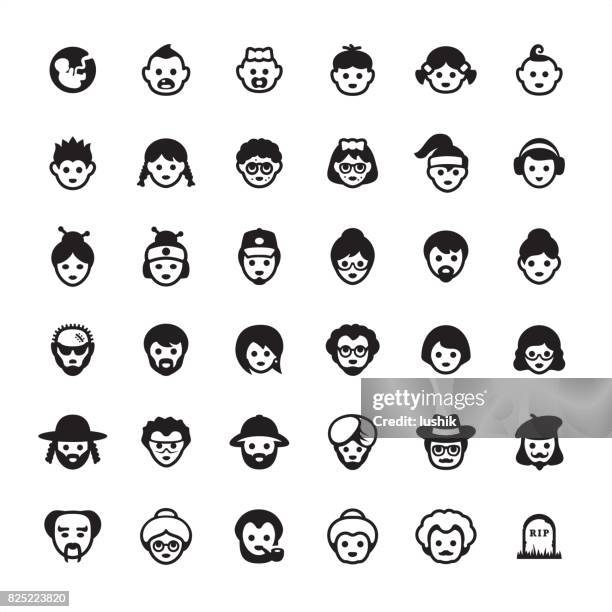 multi-generation people avatars - icon set - millennial avatar stock illustrations