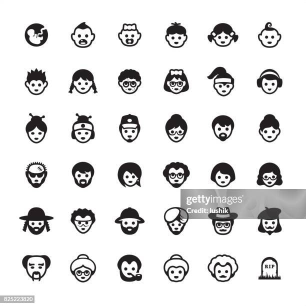 multi-generation people avatars - icon set - millennial generation stock illustrations