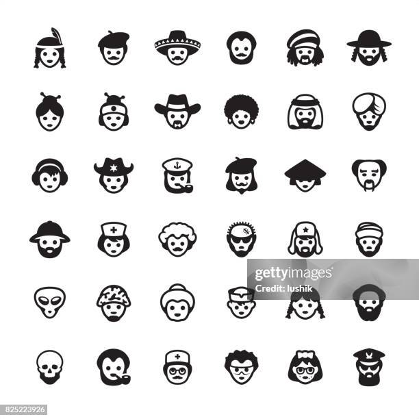 stockillustraties, clipart, cartoons en iconen met etniciteit tekens - avatar set - scandinavian descent