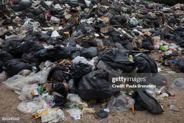 Plastic garbage is piled up at a landfill on the island of Koh Larn on July 30, 2017 in Pattaya,Thailand. Koh Larn which lies just off the coast of...