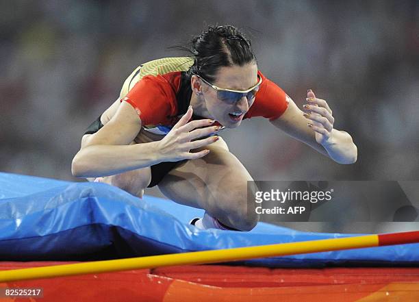 Germany's Ariane Friedrich competes in the women's high jump final at the "Bird's Nest" National Stadium during the 2008 Beijing Olympic Games on...