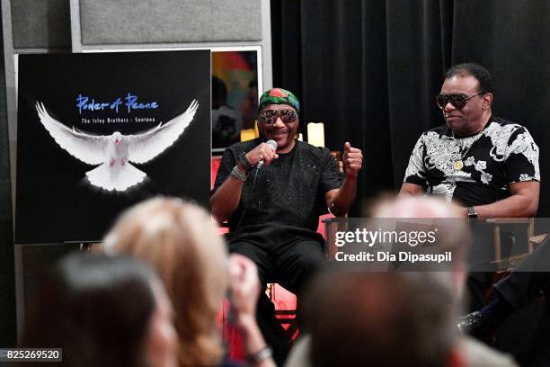 Ernie Isley and Ronald Isley attend the Santana and The Isley Brothers Media Event at Electric Lady Studio on August 1, 2017 in New York City.