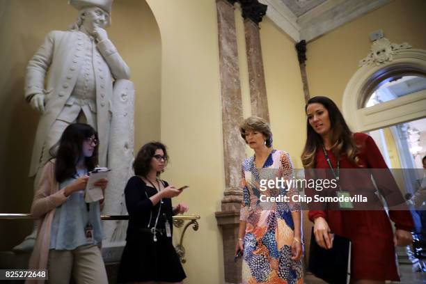 Sen. Lisa Murkowski heads to the Senate Republican policy luncheon at the U.S. Capitol August 1, 2017 in Washington, DC. After failing to pass...