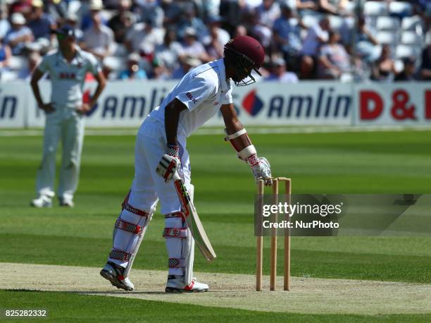 Kraigg Brathwaite of West Indies during the Domestic First Class Multi - Day match between Essex and West Indies at the Cloudfm County Ground on...