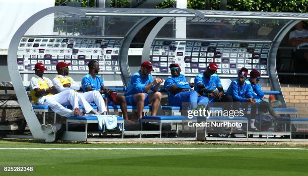 West Indies subs watching game during the Domestic First Class Multi - Day match between Essex and West Indies at the Cloudfm County Ground on August...