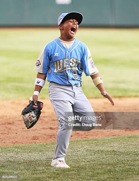 Shortstop Christian Donahue of the West celebrates after defeating the Southwest during the United States Final at Lamade Stadium on August 23, 2008...