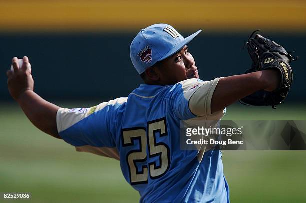 Starting pitcher Khade Paris of the West pitches against the Southwest during the United States Final at Lamade Stadium on August 23, 2008 in...