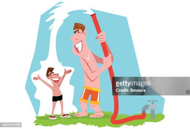 bath with father - hose stock illustrations