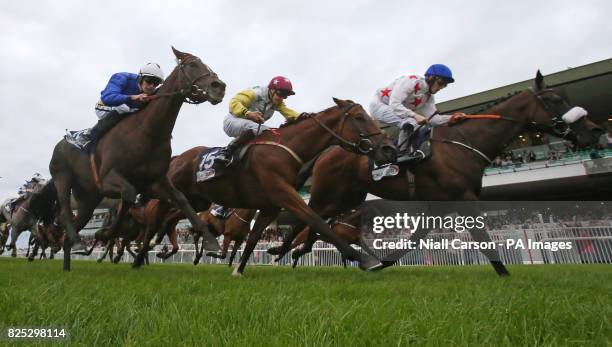 Serefeli ridden by jockey William Lee goes on to win the Caulfield Industrial Handicap during day two of the Galway Summer Festival at Galway Races,...