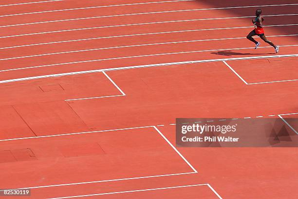 Sammy Wanjiru of Kenya competes in the Men's Marathon held at the National Stadium during Day 16 of the Beijing 2008 Olympic Games on August 24, 2008...