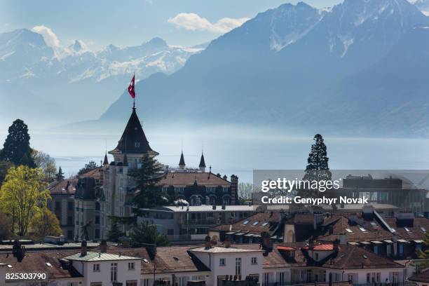 lausanne view towards lake geneva - lausanne stock pictures, royalty-free photos & images