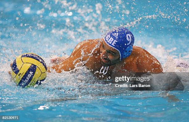 Georgios Afroudakis of Greece fights for a ball against Australia during the Men's Classification 11-12 match between China and South Africa held at...