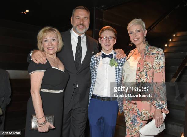 David Walliams poses with cast members Gilly Tompkins, Ashley Cousins and Rachel Stanley at the press night after party for "David Walliams' Gangsta...