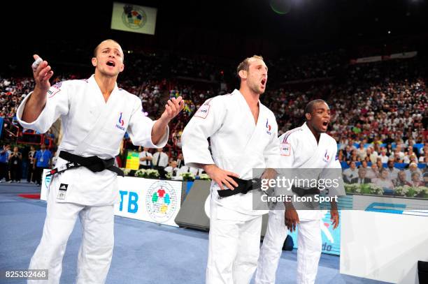 Ugo LEGRAND / Alain SCHMITT / Dimitri DRAGIN - France / Bresil - - Competition par equipe Hommes - Championnats du Monde de Judo 2011 - Paris - ,