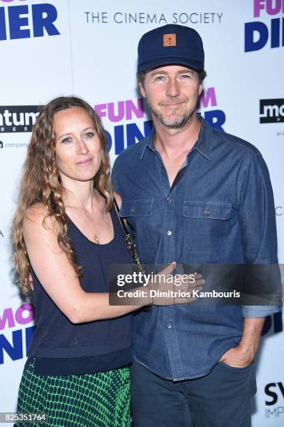 Shauna Robertson and Edward Norton attend the screening Of "Fun Mom Dinner" at Landmark Sunshine Cinema on August 1, 2017 in New York City.