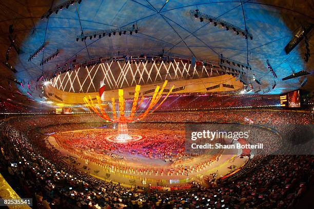 General view of the festivities in Beijing National Stadium during the Closing Ceremony for the Beijing 2008 Olympic Games on August 24, 2008 in...