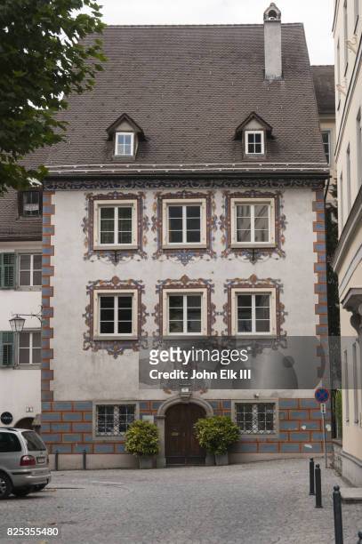 street scene with house in feldkirch - vorarlberg stock pictures, royalty-free photos & images