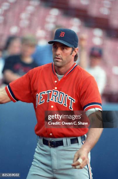 Kirk Gibson of the Detroit Tigers prepares to bat against the California Angels at the Big A circa 1992 in Anaheim, California.