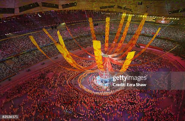 General view of the festivities in Beijing National Stadium during the Closing Ceremony for the Beijing 2008 Olympic Games on August 24, 2008 in...