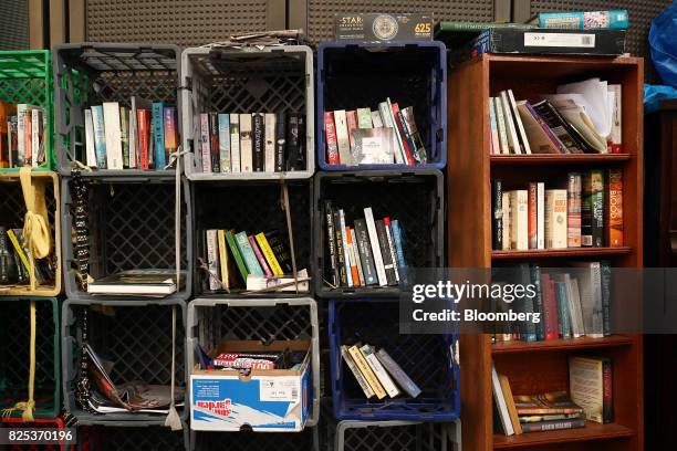 Makeshift library stands at a camp for the homeless at Martin Place in Sydney, Australia, on Thursday, Aug. 1, 2017. On the doorstep of Australia's...