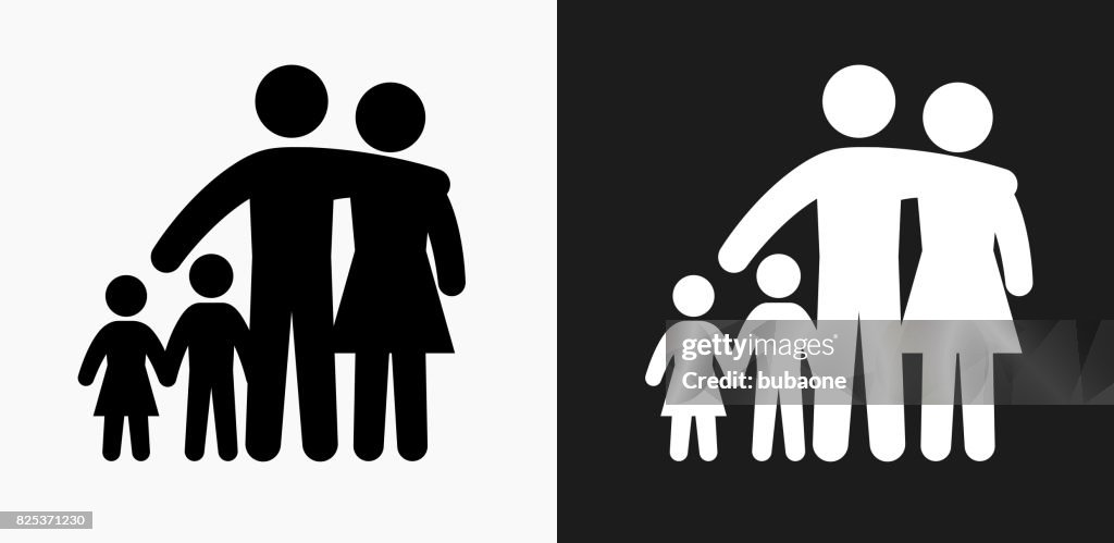 Family Icon on Black and White Vector Backgrounds