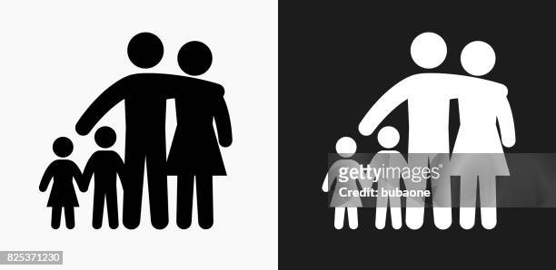 family icon on black and white vector backgrounds - clip art family stock illustrations