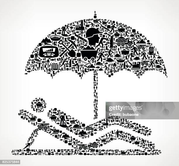 relaxing stick figure mining industry vector icon pattern - digging hole stock illustrations