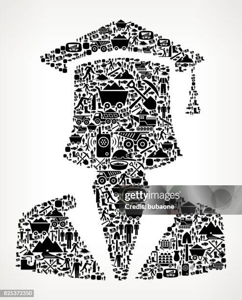 graduation face  mining industry vector icon pattern - mining hats stock illustrations