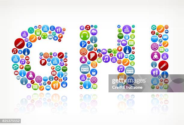 ghi resort music vector button pattern - man record player stock illustrations
