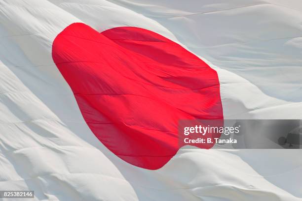 japanese national flag at izumo station in shimane, japan - bandeira do japão - fotografias e filmes do acervo