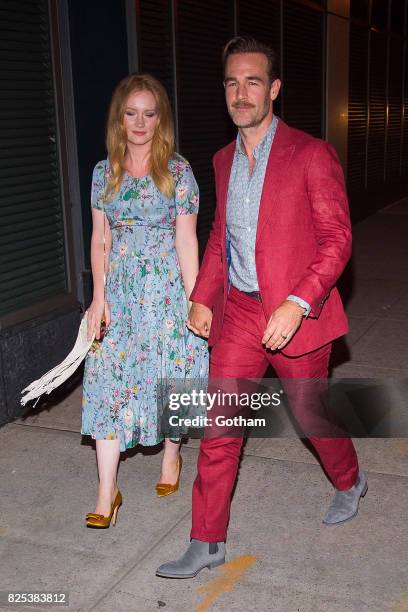 Kimberly Brook and actor James Van Der Beek are seen in SoHo on August 1, 2017 in New York City.