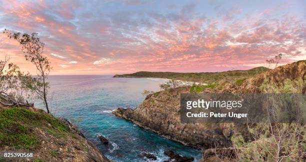 sunrise at hell's gate at noosa national park,queensland,australia - noosa heads stock pictures, royalty-free photos & images