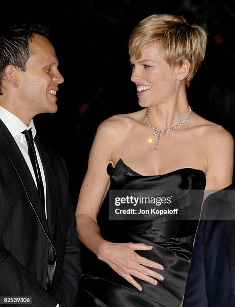 Actress Hilary Swank and talent agent John Campisi arrive at The Trump International Hotel & Tower Dubai on August 23, 2008 in Los Angeles,...