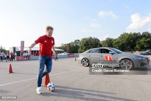 Dax McCarty attends as Audi hits the track with Major League Soccer All-Star players ahead of MLS All-Star Game in Chicago at Autobahn Country Club...