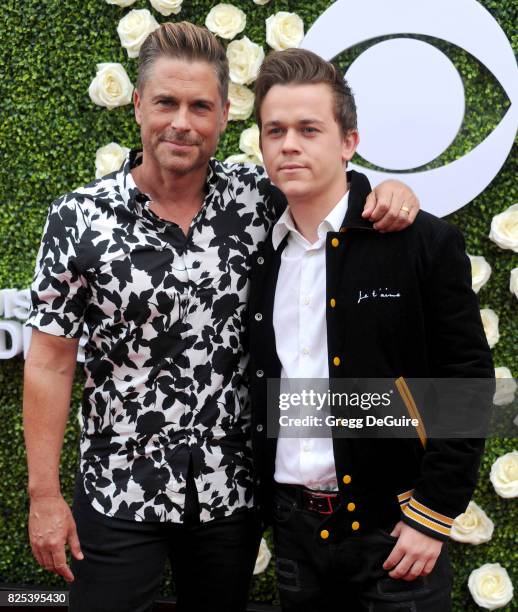 Rob Lowe and son arrive at the 2017 Summer TCA Tour - CBS Television Studios' Summer Soiree at CBS Studios - Radford on August 1, 2017 in Studio...