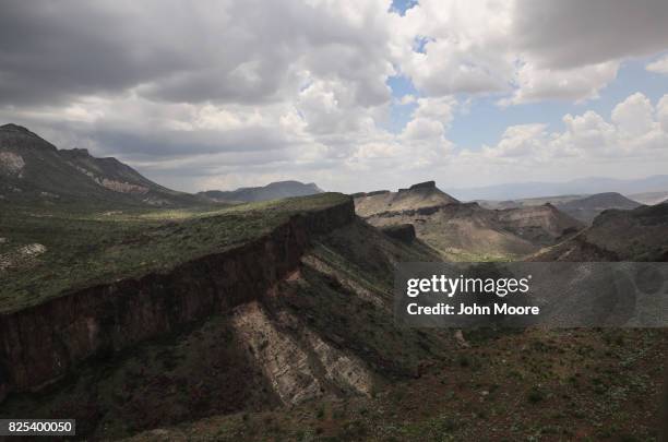 West Texas Big Bend region stretches along the U.S.-Mexico border on August 1, 2017 as seen from a U.S. Customs and Border Protection helicopter near...