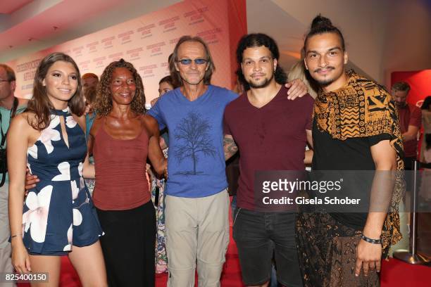 Eisi Gulp and his wife Yvonne, daughter Aliyah , son Aaron and son Anthony during the 'Griessnockerlaffaere' premiere at Mathaeser Filmpalast on...