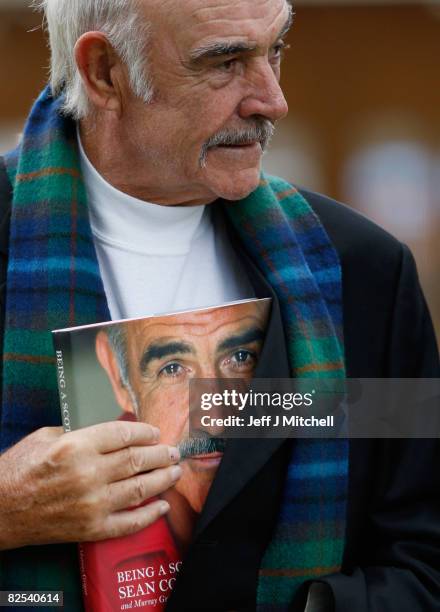 Sir Sean Connery unveils his new book entitled 'Being A Scot' at the Edinburgh book festival August 25, 2008 in Edinburgh, Scotland. The launch of...