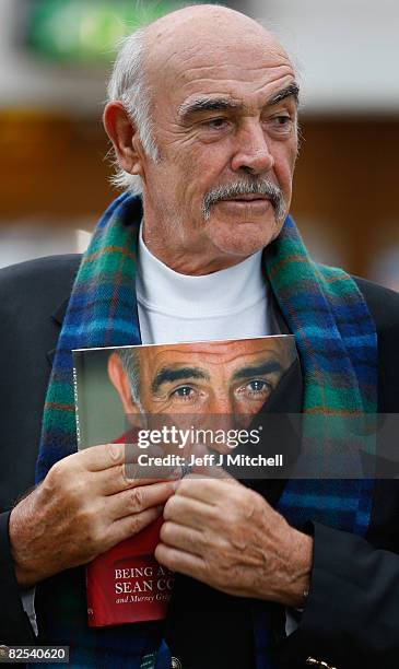 Sir Sean Connery unveils his new book entitled 'Being A Scot' at the Edinburgh book festival August 25, 2008 in Edinburgh, Scotland. The launch of...