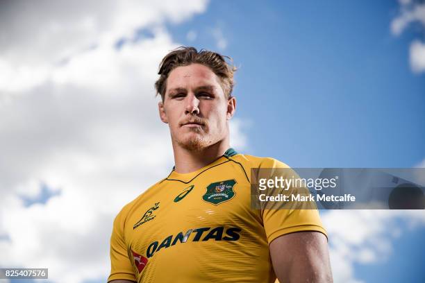 New Australian Wallabies captain Michael Hooper poses for a portrait at ANZ Stadium on August 2, 2017 in Sydney, Australia. Michael Hooper replaces...