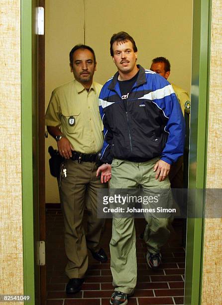 Defendant Sven Kittelmann arrives for his trial for armed robbery on August 25, 2008 in Munich, Germany. Kittelmann, a former employee of a money...