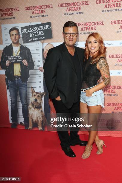 Torsten Koch, director Constantin Film and Tiger Kirchharz attend the 'Griessnockerlaffaere' premiere at Mathaeser Filmpalast on August 1, 2017 in...