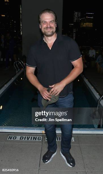 Actor David Harbour attends the screening after party for "Fun Mom Dinner" hosted by Momentum Pictures with the Cinema Society and SVEDKA at Jimmy At...