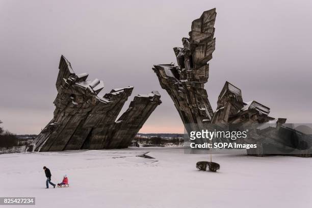 Soviet-built memorial to Holocaust victims adjacent to the IX fort , where about 50,000 people were executed, including more than 30,000 victims of...