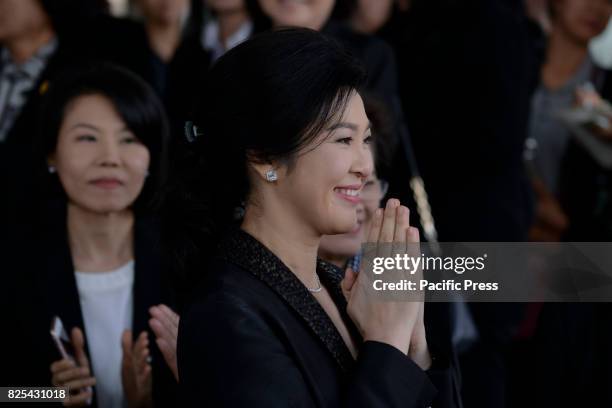 Thailand's former Prime Minister Yingluck Shinawatra arrives at the Supreme Court.