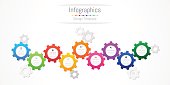Infographic design elements for your business data with 9 options, parts, steps, timelines or processes. Gear wheel concept, Vector Illustration.